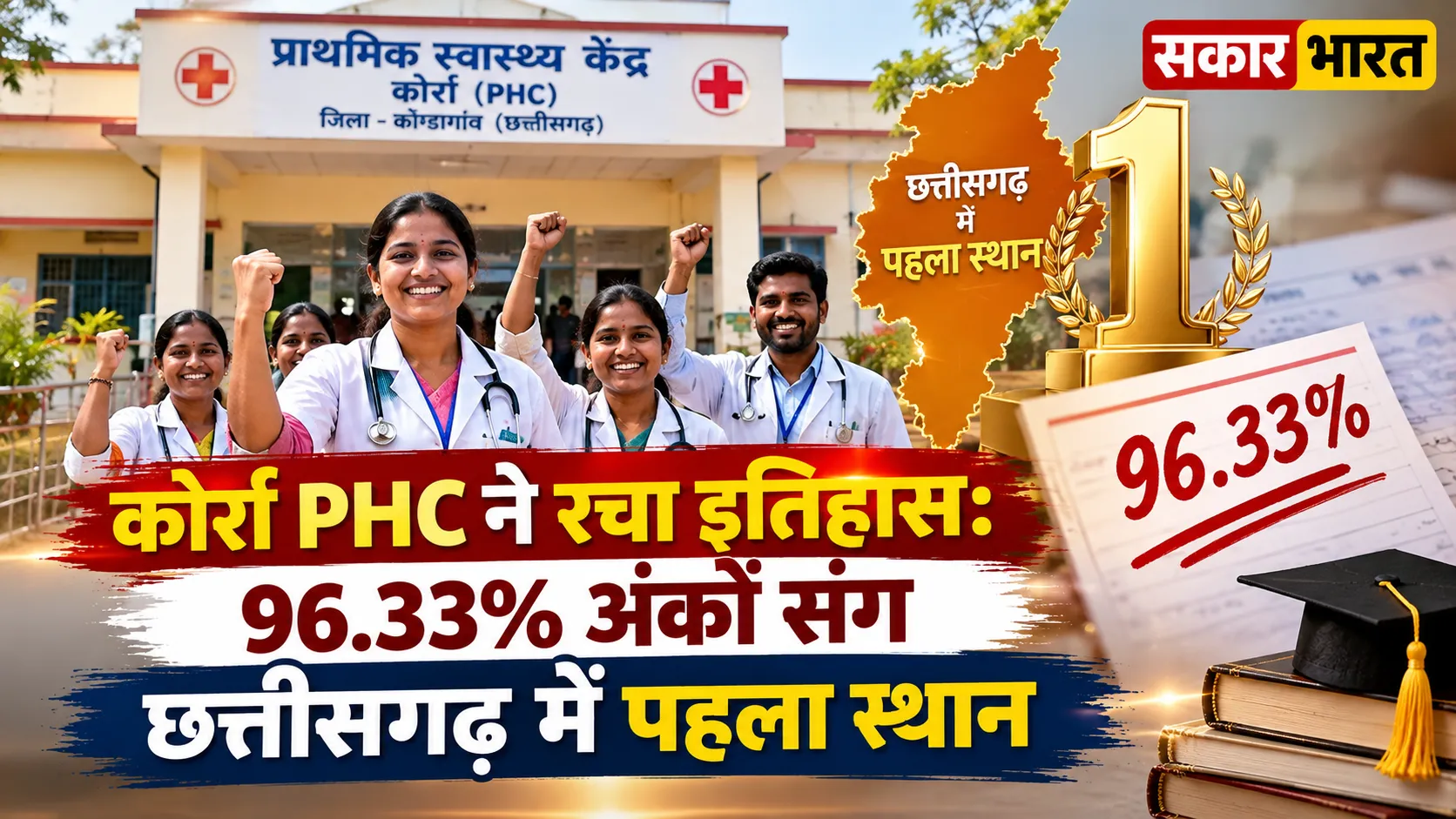 कोर्रा PHC ने रचा इतिहास, छत्तीसगढ़ में 96.33% अंकों के साथ प्रथम