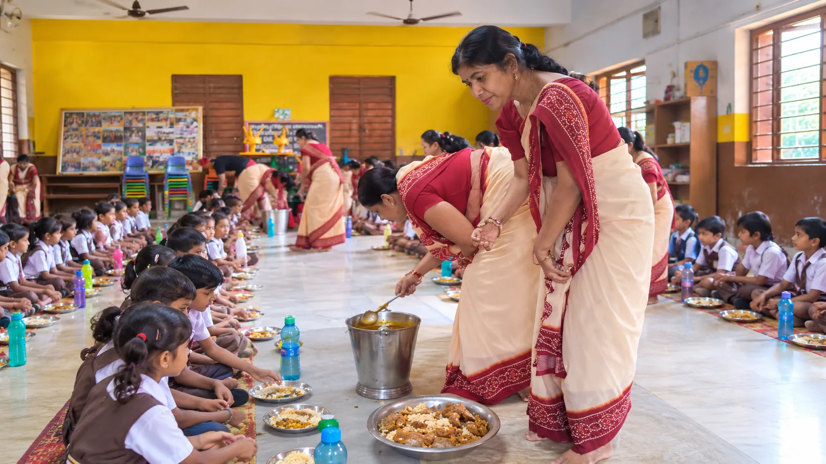 रायपुर के सरस्वती शिशु मंदिर सरस्वती विहार में कन्या भोज का आयोजन, नौ कन्याओं का पूजन कर दिया सम्मान