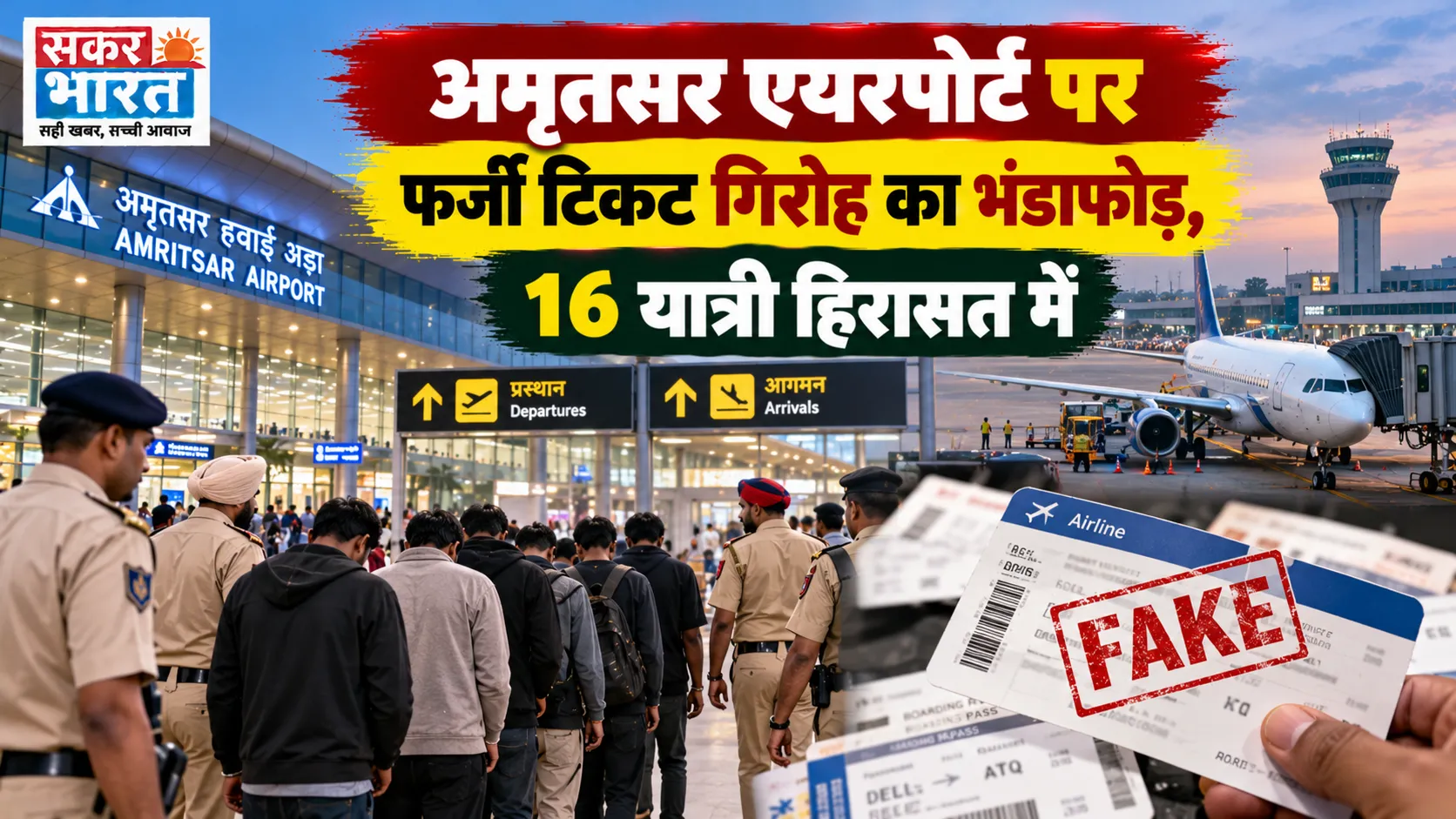 अमृतसर एयरपोर्ट पर 16 फर्जी टिकटें जब्त, यात्री हिरासत में