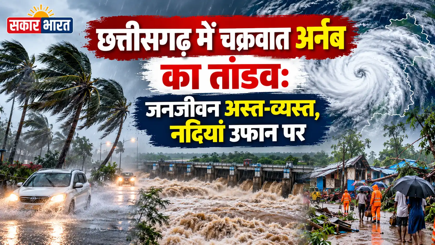 छत्तीसगढ़ में चक्रवात अर्नब का तांडव: जनजीवन अस्त-व्यस्त, नदियां उफान पर