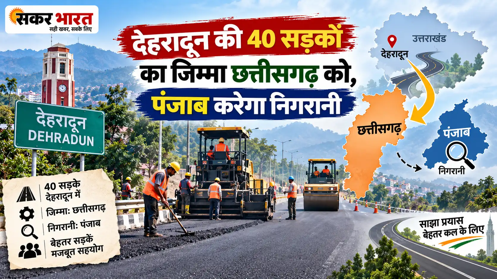 देहरादून की 40 सड़कों का जिम्मा छत्तीसगढ़ को, पंजाब करेगा निगरानी