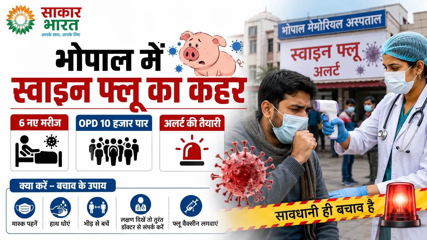भोपाल में स्वाइन फ्लू का कहर: 6 नए मरीज मिलने से स्वास्थ्य विभाग में हड़कंप