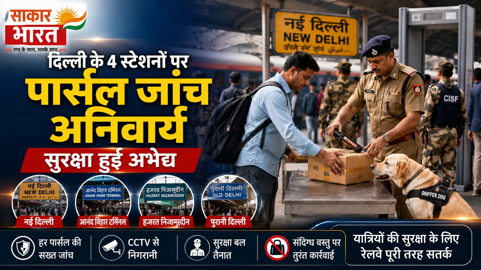 दिल्ली के 4 स्टेशनों पर पार्सल जांच अनिवार्य, सुरक्षा हुई अभेद्य