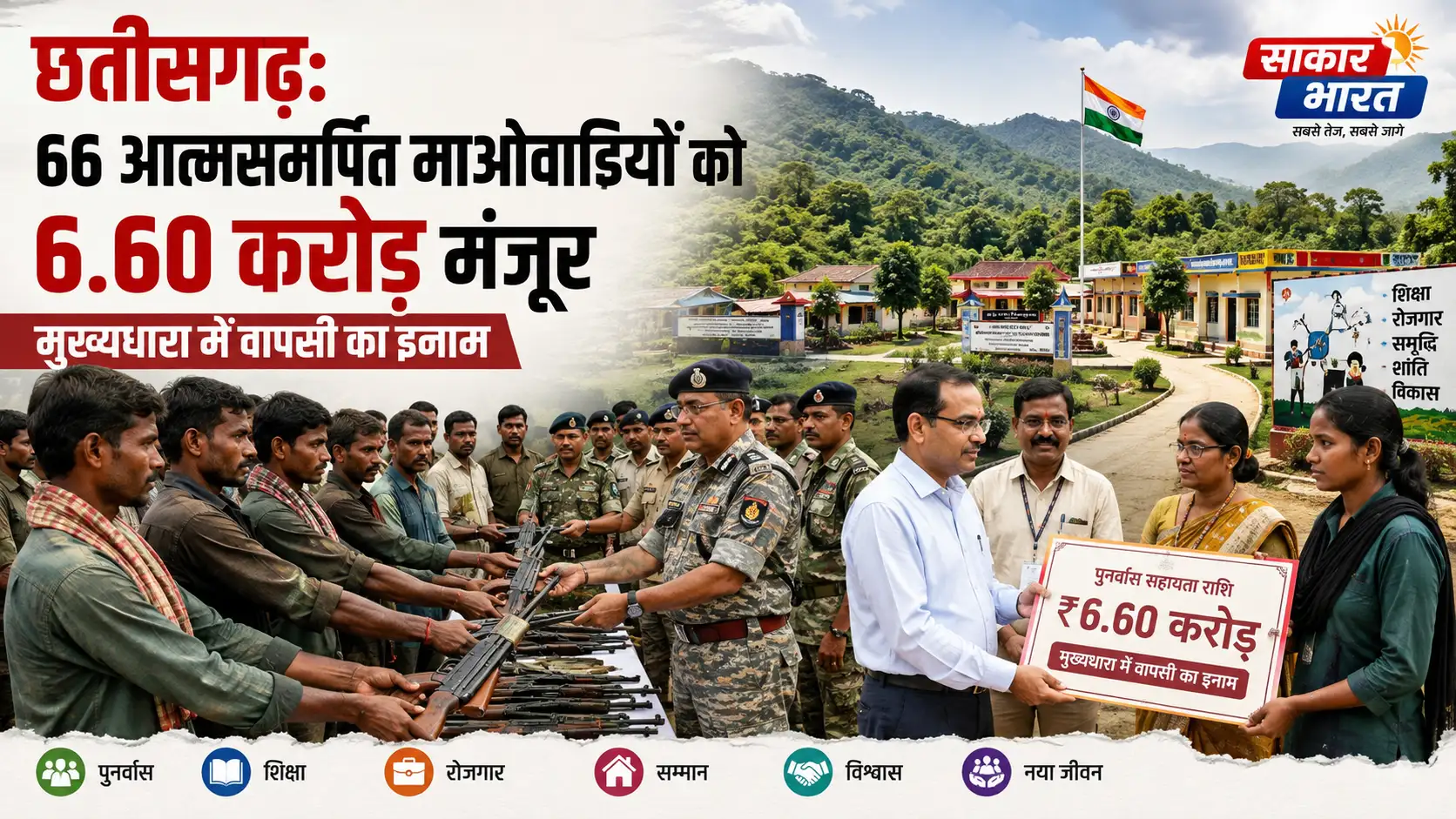 छत्तीसगढ़: 66 आत्मसमर्पित माओवादियों को 6.60 करोड़, मुख्यधारा में लौटने का इनाम
