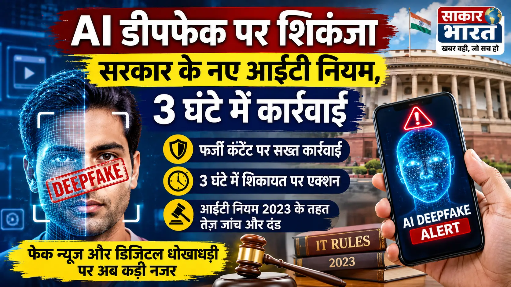 डीपफेक पर लगाम: सरकार के सख्त नए IT नियम, 3 घंटे में कार्रवाई अनिवार्य