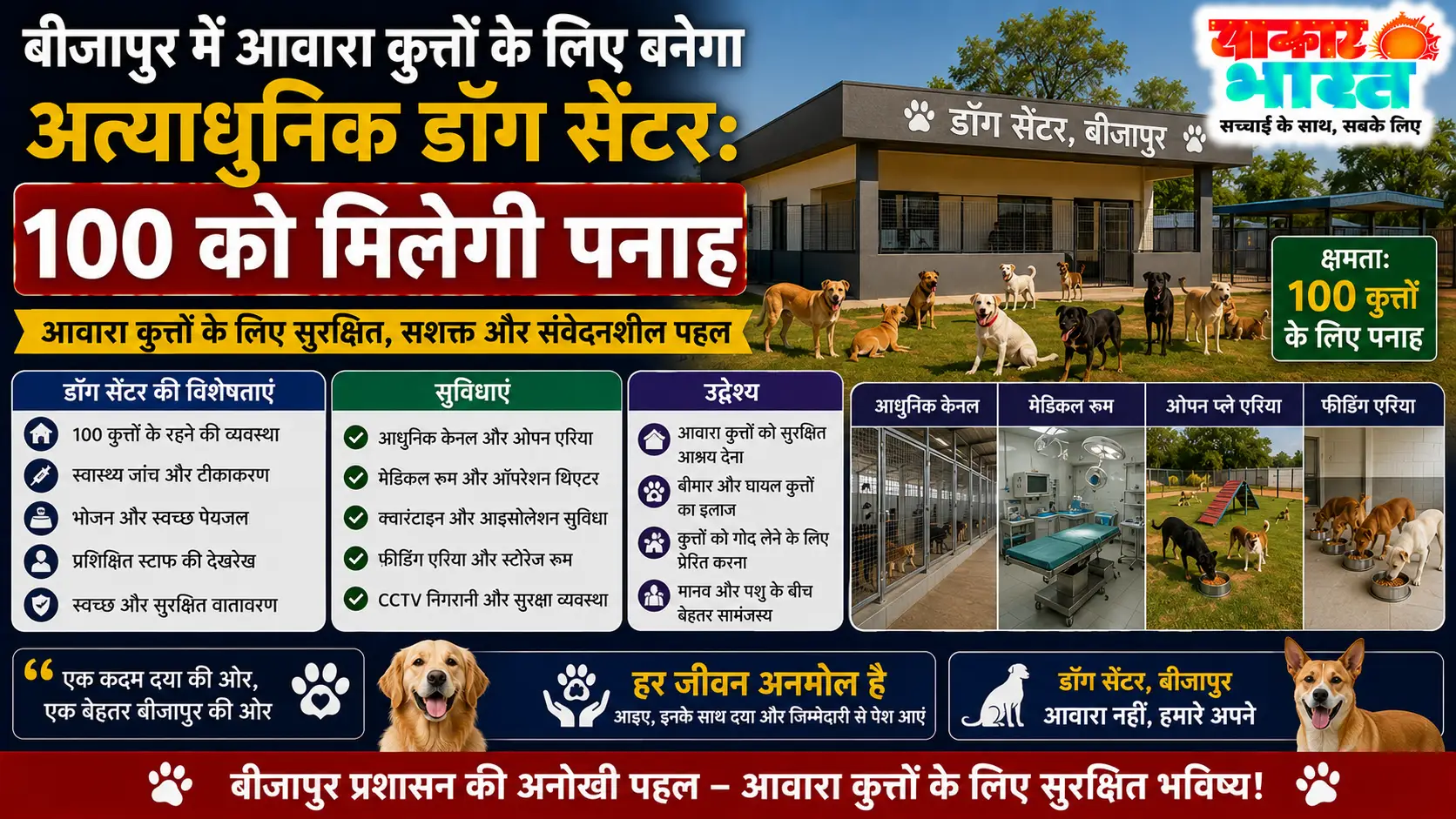 बीजापुर में आवारा कुत्तों के लिए बनेगा अत्याधुनिक डॉग सेंटर, 100 की क्षमता