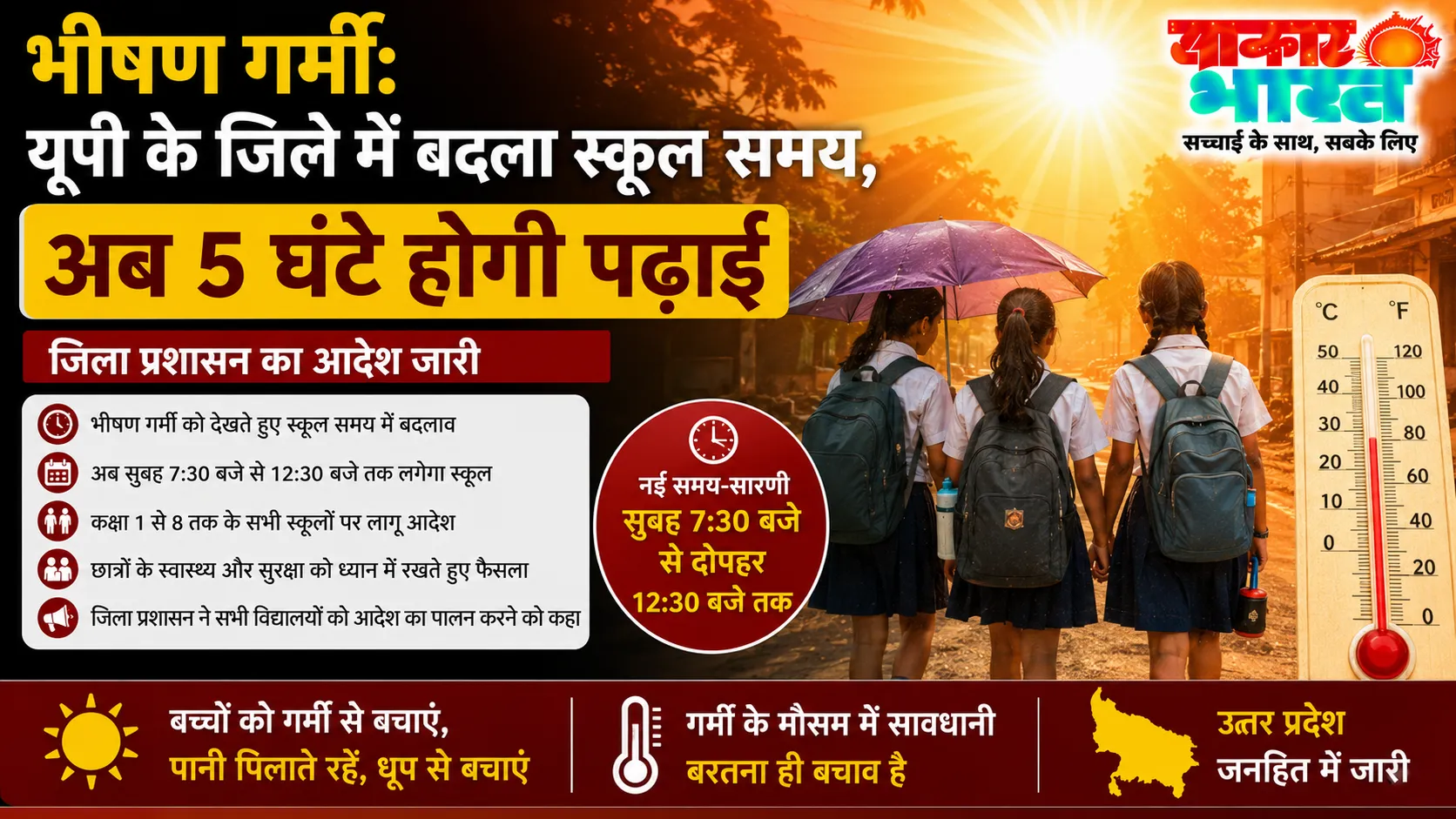 भीषण गर्मी: गौतमबुद्ध नगर में स्कूल का समय बदला, अब 5 घंटे पढ़ेंगे बच्चे