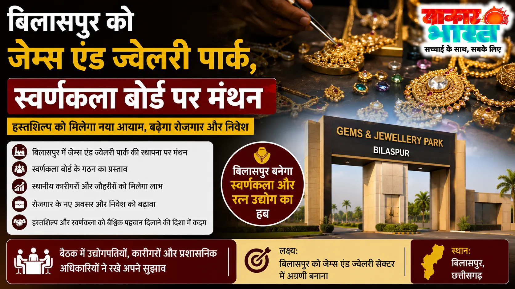 बिलासपुर को जेम्स एंड ज्वेलरी पार्क की सौगात, स्वर्णकला बोर्ड गठित होगा