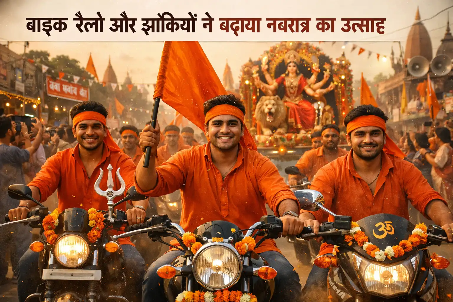अंबिकापुर में नवरात्रि का उत्साह चरम पर, बाइक रैली और झांकियों ने बढ़ाया जोश