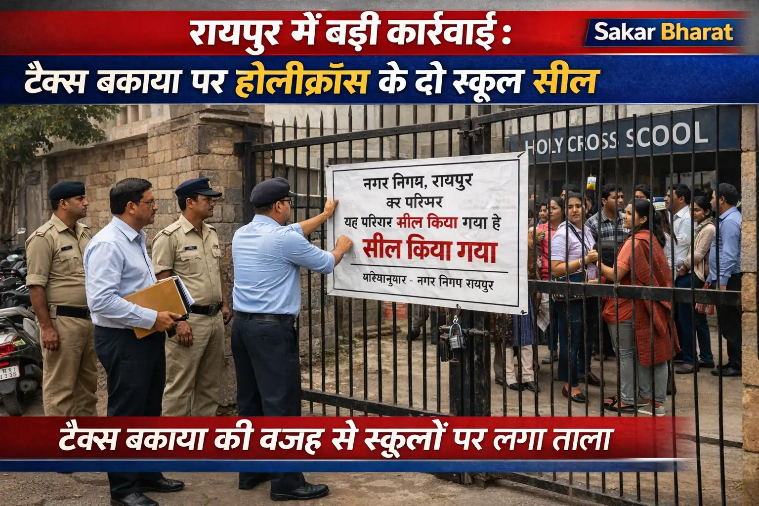 📰 रायपुर में बड़ी कार्रवाई: टैक्स बकाया पर होलीक्रॉस के दो स्कूल सील, नगर निगम सख्त