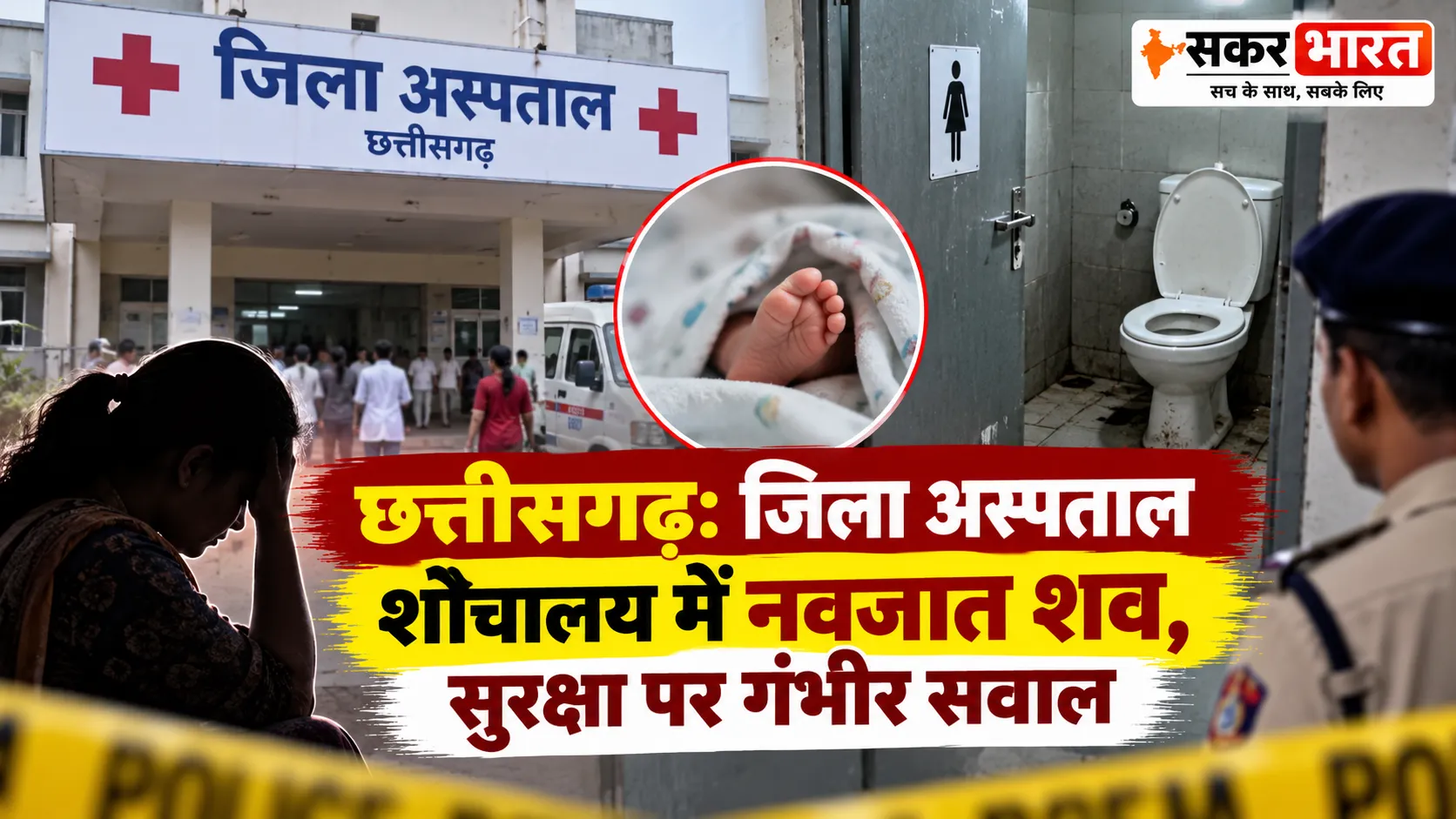 छत्तीसगढ़: जिला अस्पताल शौचालय में नवजात शव, सुरक्षा पर गंभीर सवाल