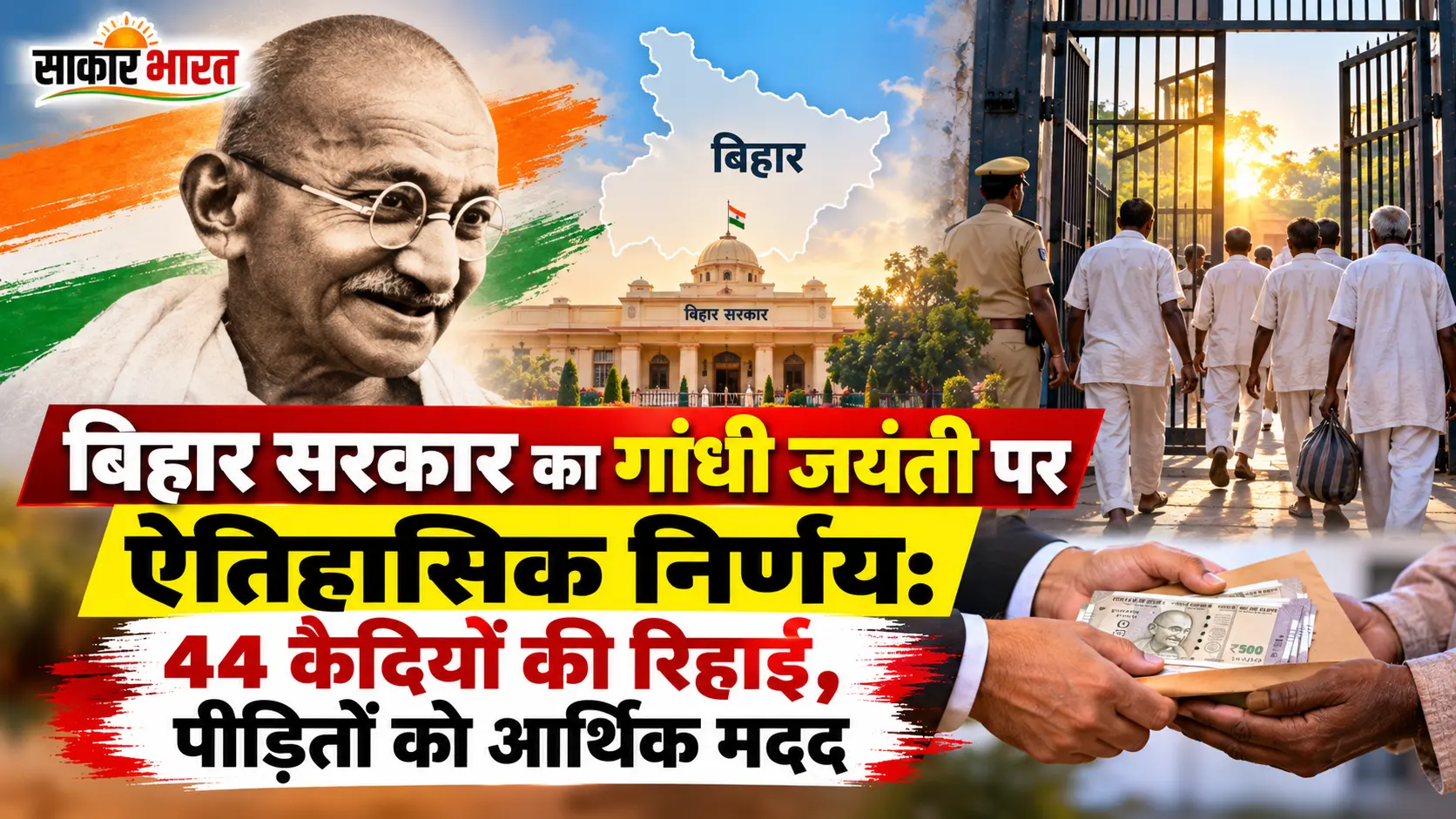 गांधी जयंती पर बिहार में 44 कैदी रिहा, पीड़ितों को भी मिलेगी मदद