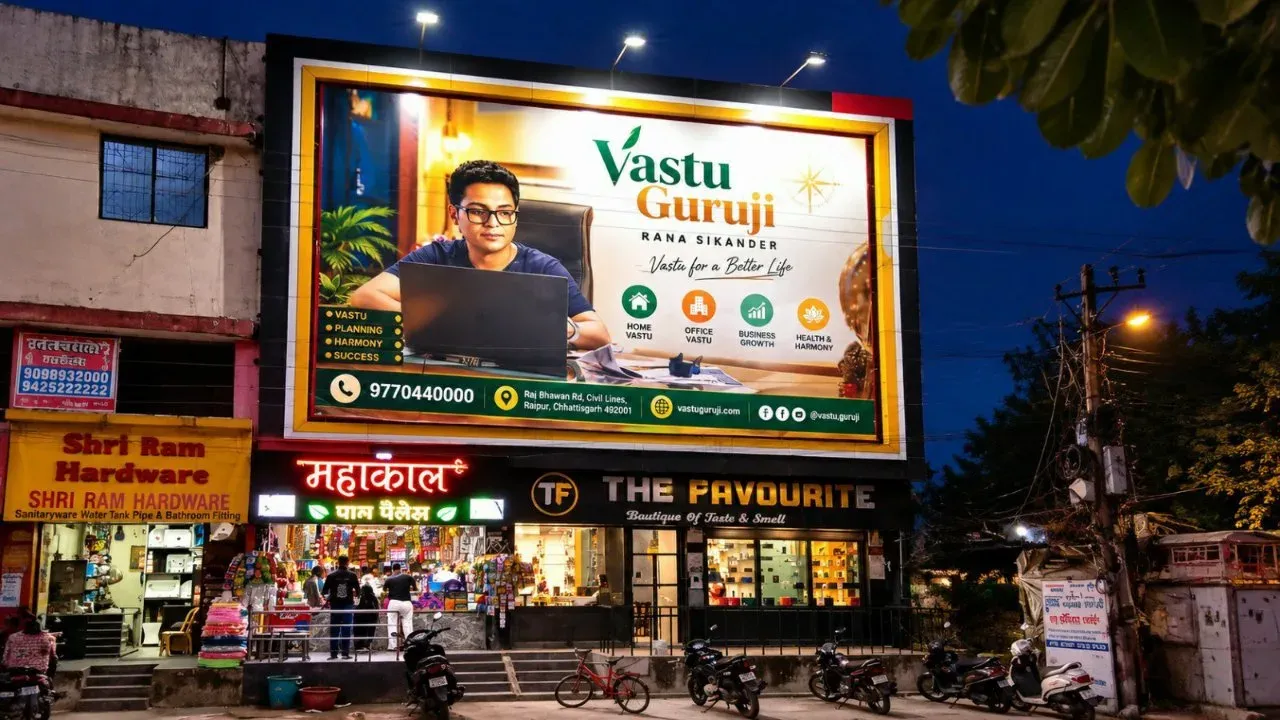 रायपुर में वास्तुगुरुजी राणा सिकंदर के भव्य हॉर्डिंग बने चर्चा का विषय वास्तु शास्त्र और कुंडली सेवाओं की बढ़ी मांग