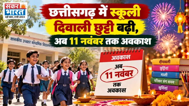 छत्तीसगढ़ में स्कूली दिवाली छुट्टी बढ़ी, अब 11 नवंबर तक अवकाश