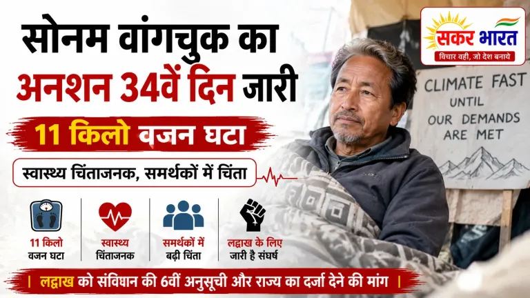 सोनम वांगचुक का वजन 11 KG घटा, छात्र आंदोलन का 34वां दिन