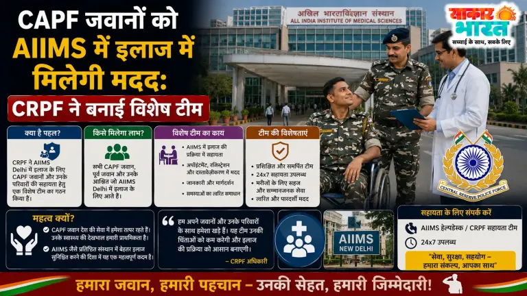सीएपीएफ: 11 लाख जवानों-परिजनों को दिल्ली एम्स में मिलेगी विशेष चिकित्सा सहायता