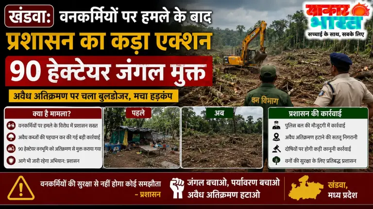 खंडवा: वनकर्मियों पर हमले के बाद प्रशासन का कड़ा एक्शन, 90 हेक्टेयर जंगल मुक्त