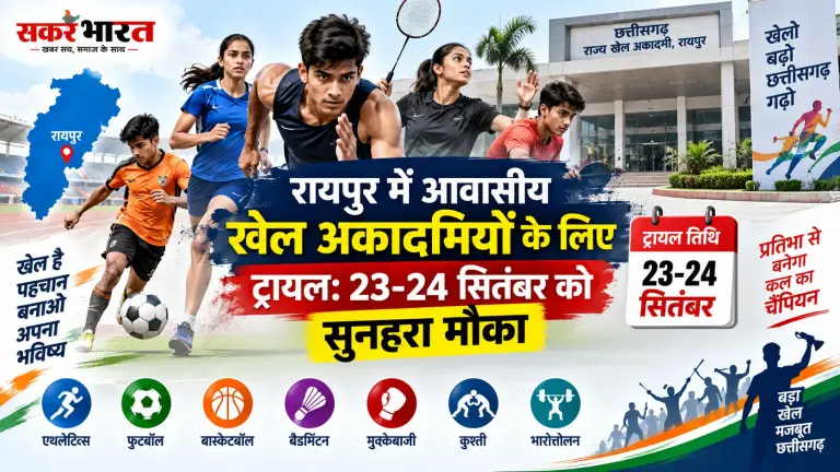 रायपुर में आवासीय खेल अकादमियों के लिए ट्रायल: 23-24 सितंबर को सुनहरा मौका | Raipur News Today