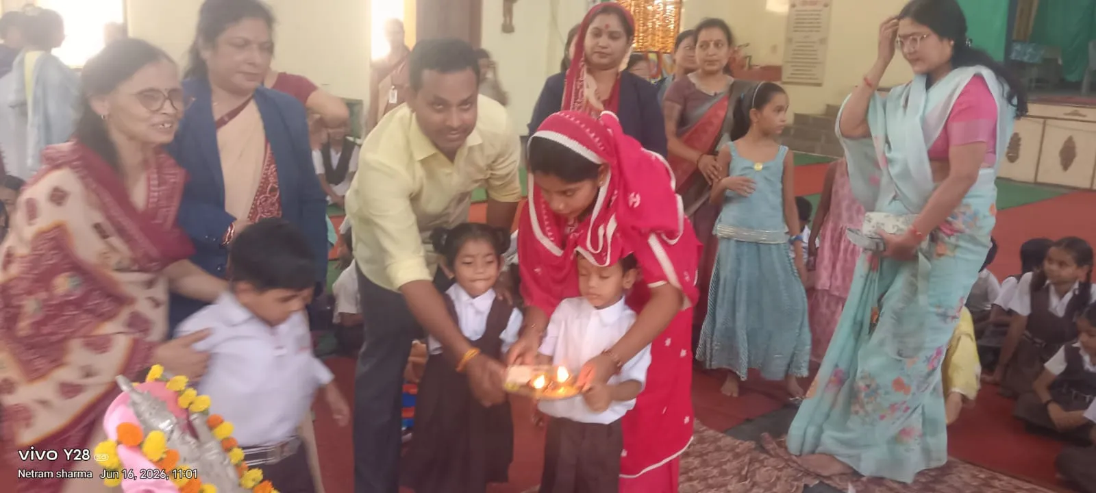 सरस्वती शिशु मंदिर में नवागंतुक विद्यार्थियों का हुआ आत्मीय स्वागत