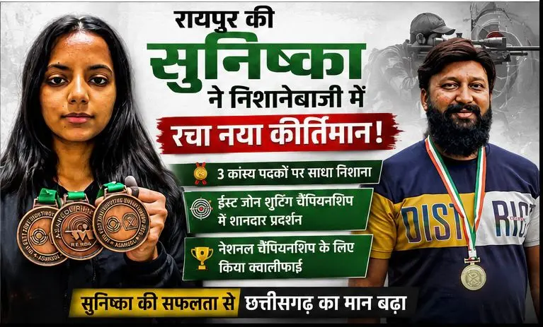 रायपुर की सुनिष्का कुमार ने शूटिंग में जीते तीन कांस्य, नेशनल चैंपियनशिप के लिए क्वालीफाई